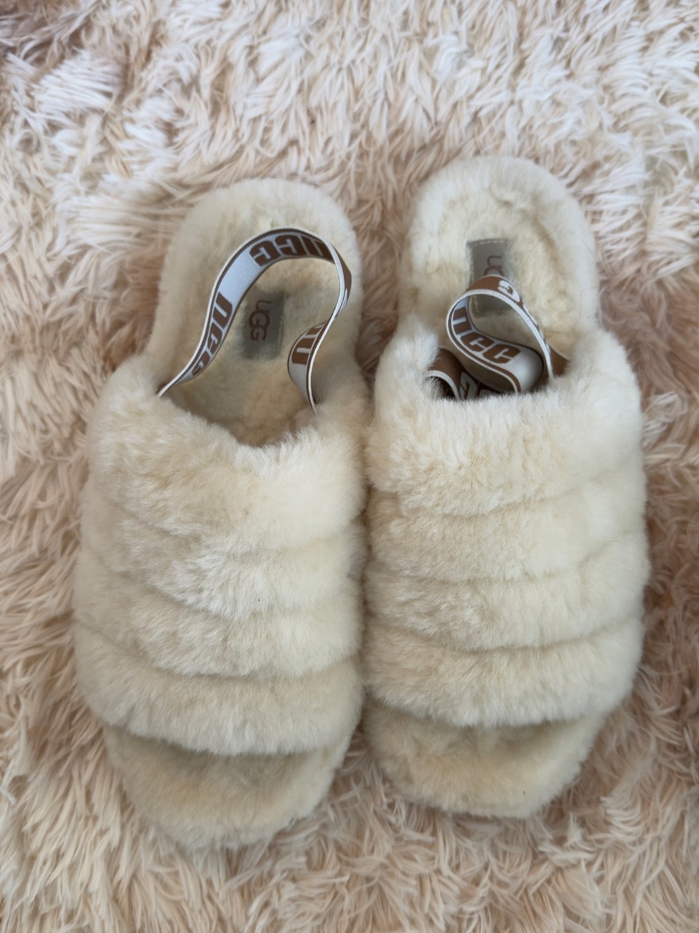 UGG Cozy Shearling Slide Sandals in Cream